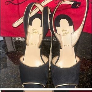 Authentic Christian Louboutin Suede LouLou Dance Platform Ankle Strap Sandals